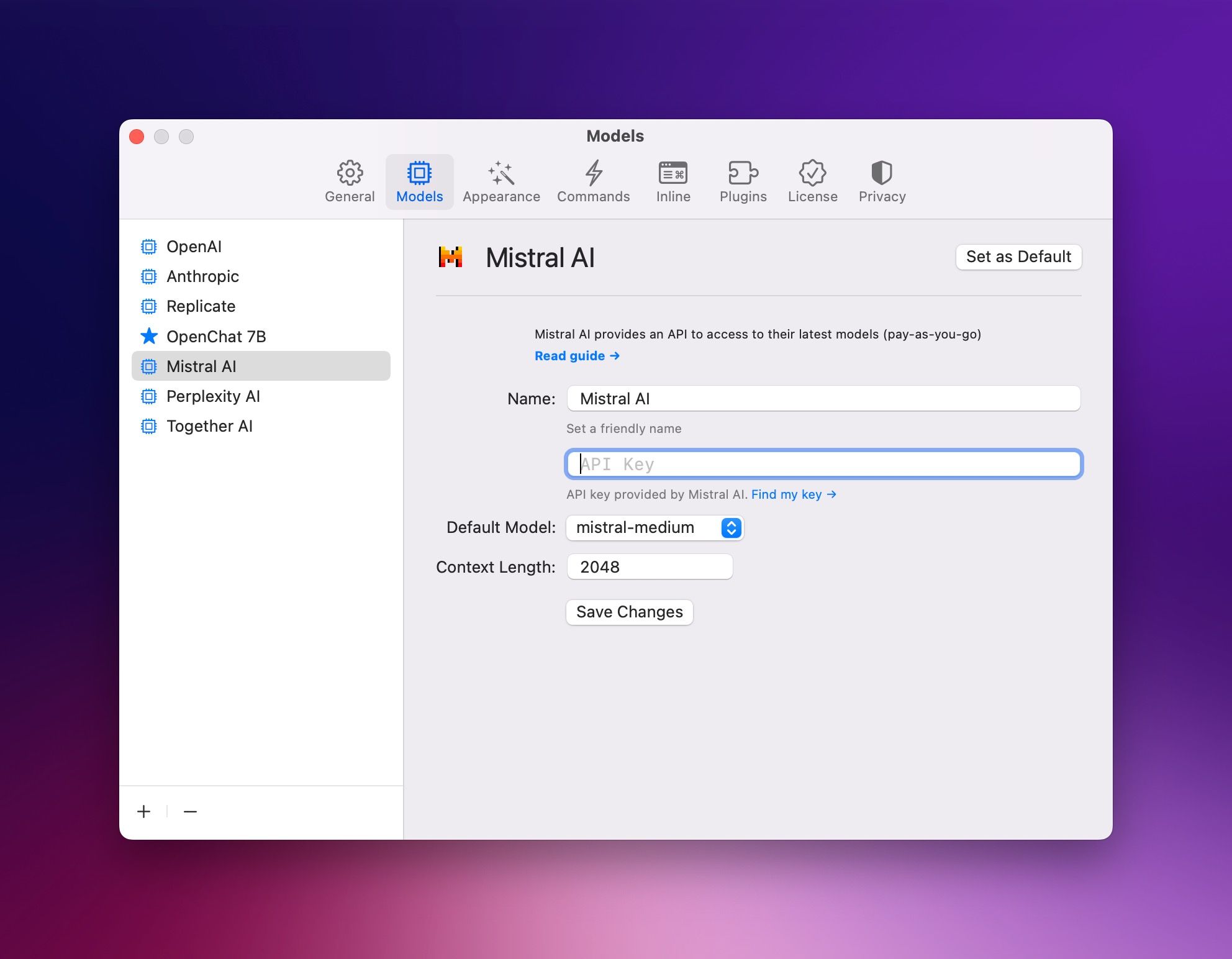 Set up Mistral AI and Perplexity on macOS