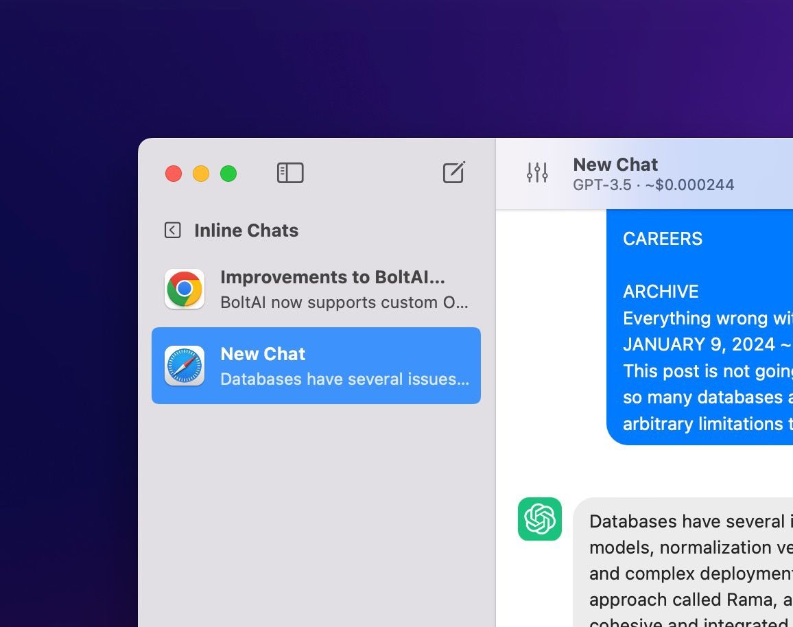App icons for inline chats
